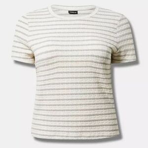 Torrid Women's White Textured Striped Tee